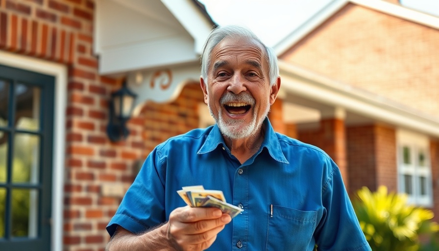 Elderly man discussing hobbies to make you rich outside a house.