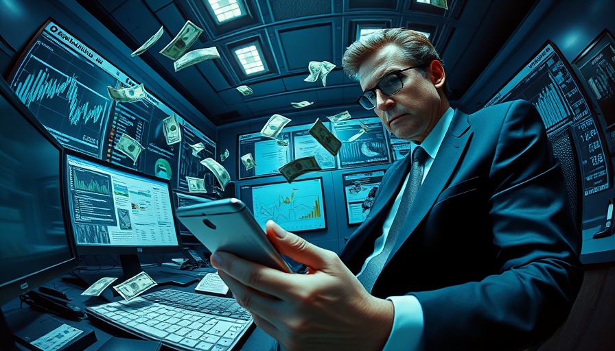 Illustration of Ponzi scheme tactics with businessman and dollar bills.