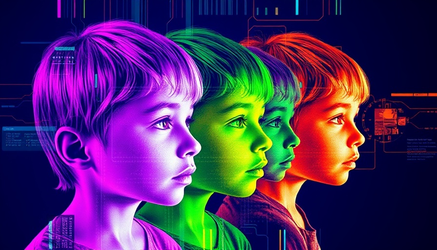 Abstract digital art of child images in glitch style, AI detection theme.