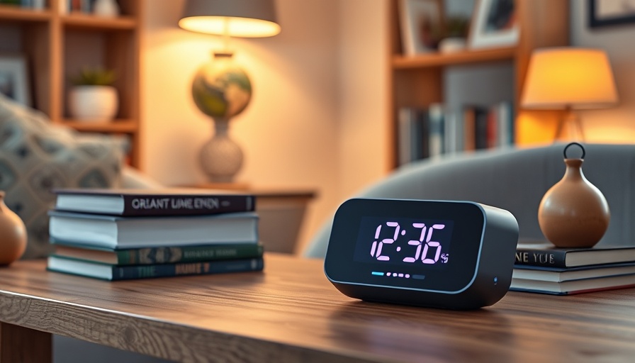 Smart speaker displaying time on wooden table, Amazon fall Prime Day deals.