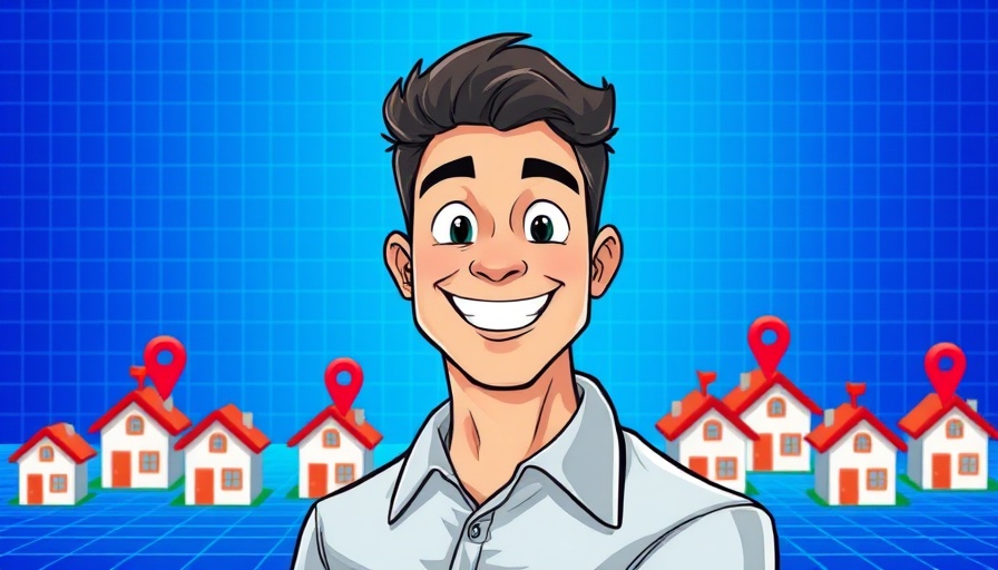 Make £100K a year from property with engaging graphic of smiling person and houses.