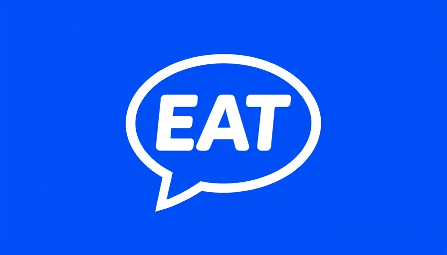 Modern logo with EAT inside a speech bubble, digital art style.