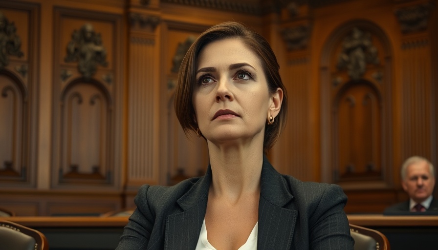 Serious woman in courtroom related to PPE contract scandal UK.