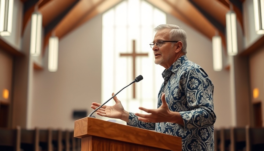 English-speaking Evangelical church speaker in Spain passionately addressing congregation.