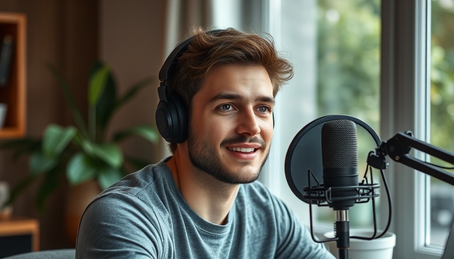 Young man podcasting in studio, discussing responses to calm down.