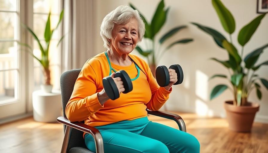 Chair exercises to flatten belly overhang, elderly woman exercising.