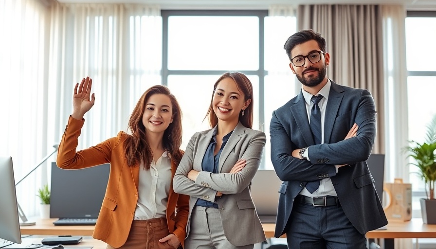 Three professionals in a modern office for Oneleet cybersecurity compliance funding.