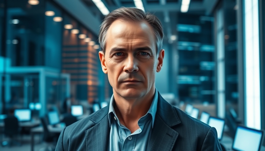 Who really runs Britain? Businessman in a futuristic office.