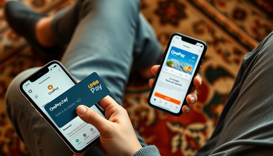OnePay cryptocurrency integration visual with card and app.