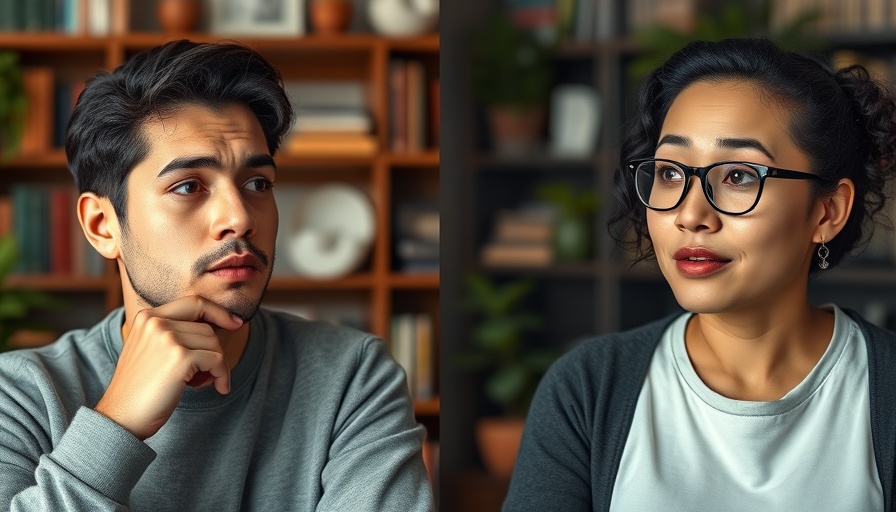 Split-screen video of two people discussing family stability gap in the UK.