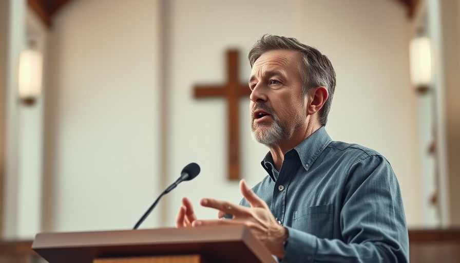 English-speaking Evangelical church sermon with a man on stage.