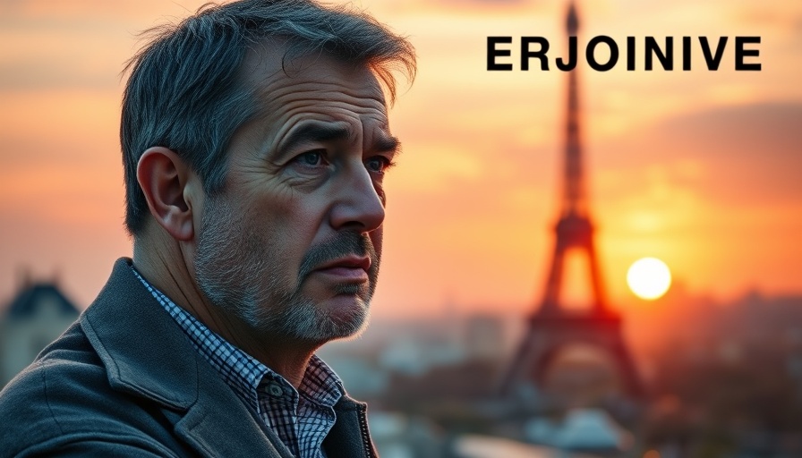 France economic challenges pension impacts visualized with Eiffel Tower and thoughtful man.
