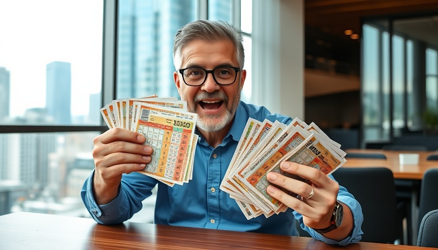 Buying $100 of Lottery Tickets: Man holding lottery tickets by a window.