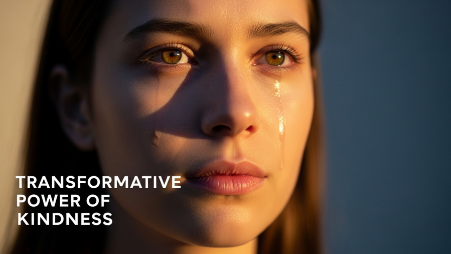 Portrait of a reflective person showcasing transformative kindness and joy in the Lord.