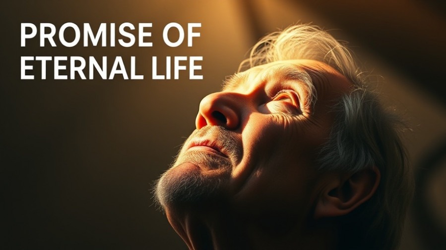 Elderly man gazing upward, embodying hope of eternal life and God's promise.