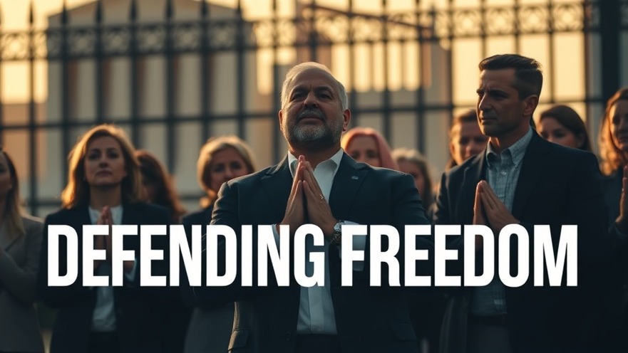 Christian pastor leading prayer, defending freedom with hope of Jesus Christ.