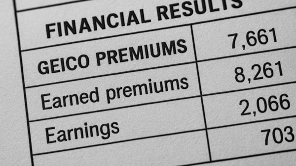 GEICO Premiums 2025 financial results table displaying premiums and earnings.
