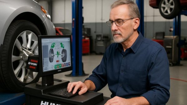 Hunter Equipment for collision repair in modern workshop.