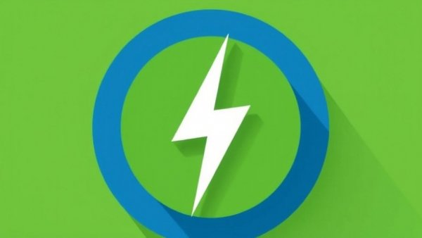 Energy symbol with lightning bolt on blue and green circle, AI Data Centers energy impact.