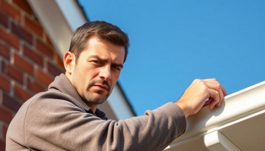 Adult male cleaning gutters on brick house, best gutter cleaning prices.