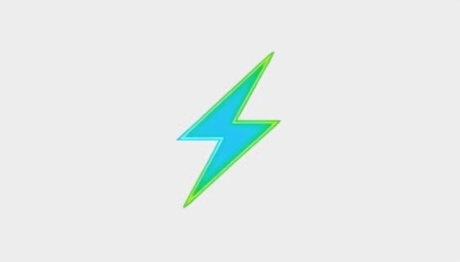 Energy efficiency icon with lightning bolt, in blue and green.