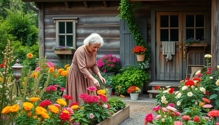 Rustic garden scene inspires with Tasha Tudor's style.