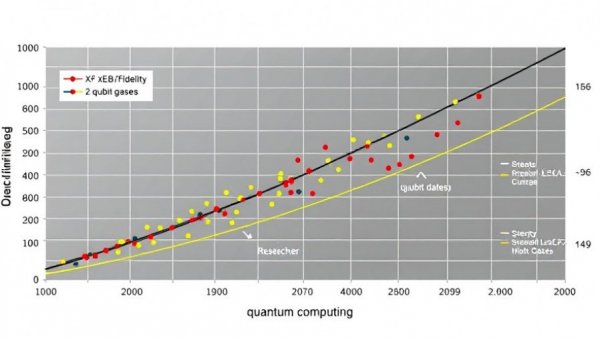 Graph of quantum computing advancements showing XEB/Fidelity and 2-qubit gates.