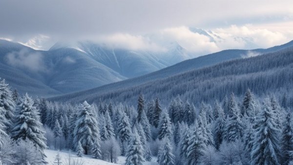 Peaceful snowy mountain landscape, reflecting astral projection.