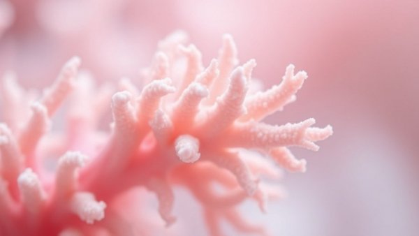 Microscopic view of potential parasites with pink coral-like texture.