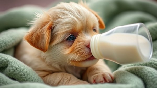 Lower Stress in 2026 with a cute puppy drinking milk from a bottle.