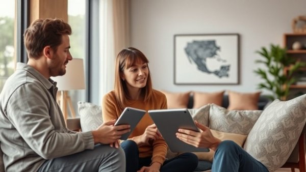 Create Your Own AI: Two people discussing AI in a cozy living room.