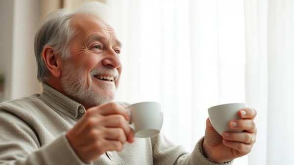 Elderly man enjoying tea, highlighting benefits of green tea for health.