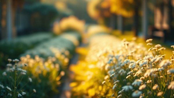 Pathway through a flower garden, healing through gratitude and positive thinking.