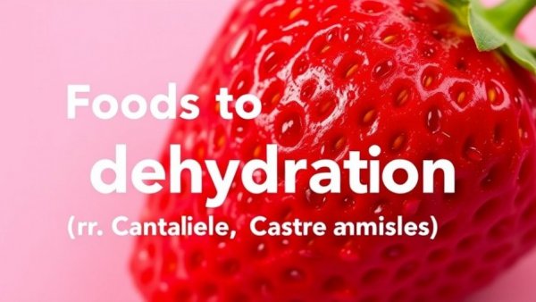 Foods to prevent dehydration - text overlay on strawberry