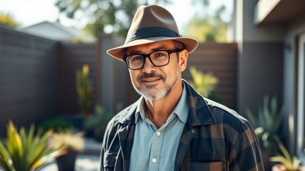 Middle-aged man outdoors, showcasing deeply human skills, warm sunlight.