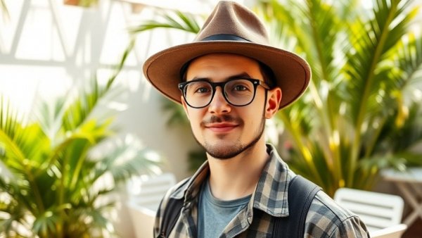 Man standing in a garden exuding deeply human skills confidence.