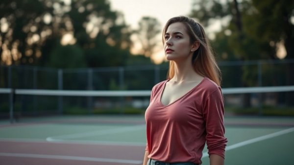 Different Settings Influence Our Identity: Woman on tennis court in casual attire.