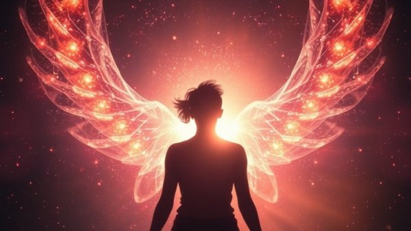 Healing energy silhouette with cosmic aura, 528Hz and 174Hz full body healing.