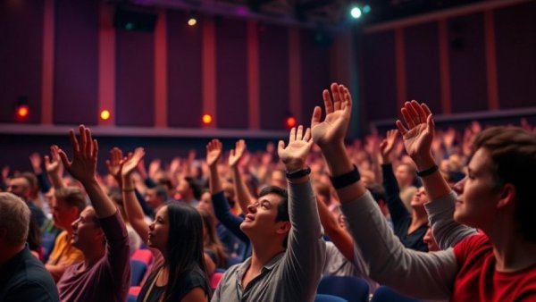 Energetic audience at a vibrant lecture with colorful lighting, emphasizing 'Education for Life, Not Just a Job.'