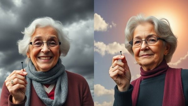 Water trick for younger skin, contrasting elder woman holding glass.