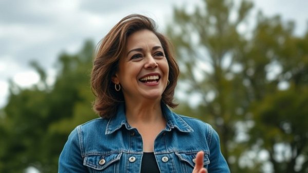 Woman discussing Type 2 Diabetes food choices outdoors.