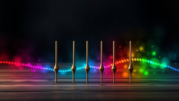 Tuning forks emitting colorful sound waves, highlighting the benefits of tuning forks.