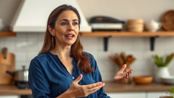 Benefits of Cooking at Home: Woman discussing new ingredients.