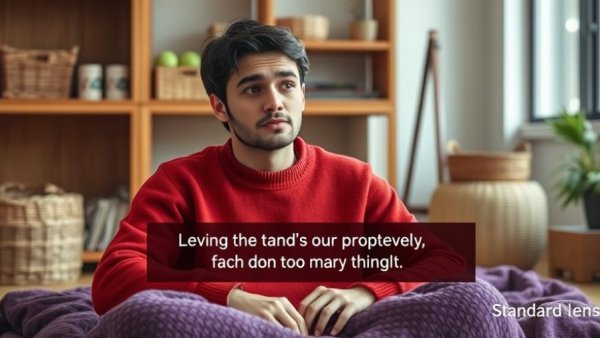 Person in red sweater engaging in self-reflection, embracing a winner's mindset.