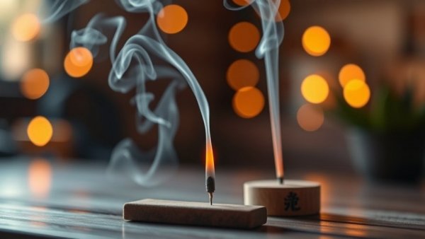 Calming Reiki meditation scene with incense and symbols.