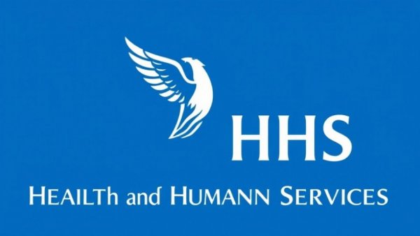 Department of Health and Human Services emblem on solid blue.