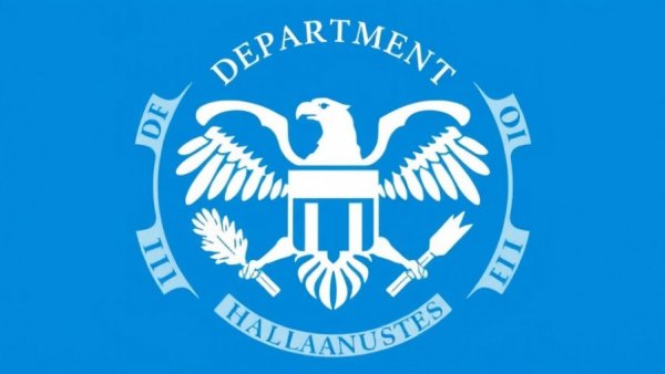 Department of Health logo on blue background, minimalistic design.