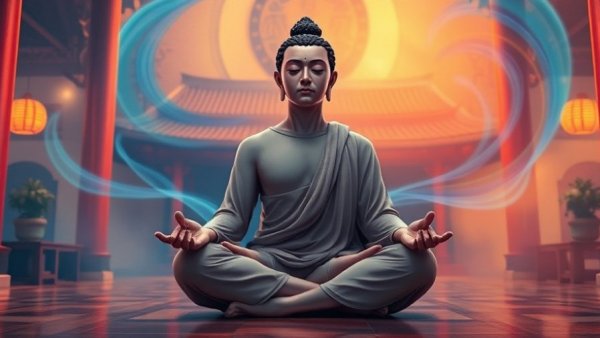 Deep trance meditation illustration highlighting tranquility and energy.