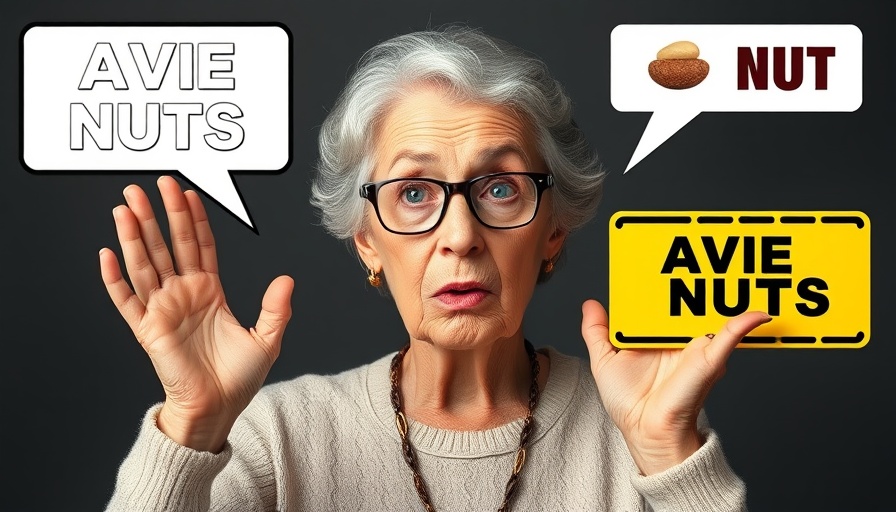 Senior woman warning about deadly nuts for seniors.