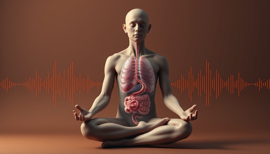 281 Hz Bowel Frequency meditation illustration with sound waves.